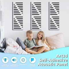 6-Pack Self-Adhesive Soundproof Acoustic Panels for Wall, 16 X 12 Inch Stripe De