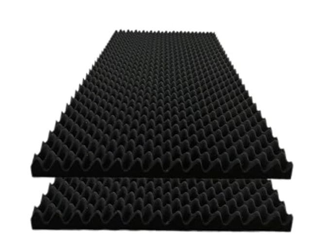 2 Pack Egg Crate Foam Sound Proof Foam Panels for Walls,48“X24“X2“ 2P Black
