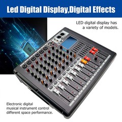 Pro Power Mixer 2000W 10 Channel Audio Mixing Amplifier 16 DSP w/ USB 110-220V