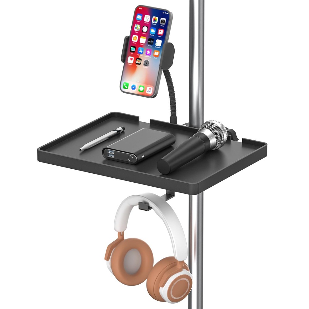 Functional Microphone Stand Tray with Adjustable Mic Stand Phone Holder – 8.7…