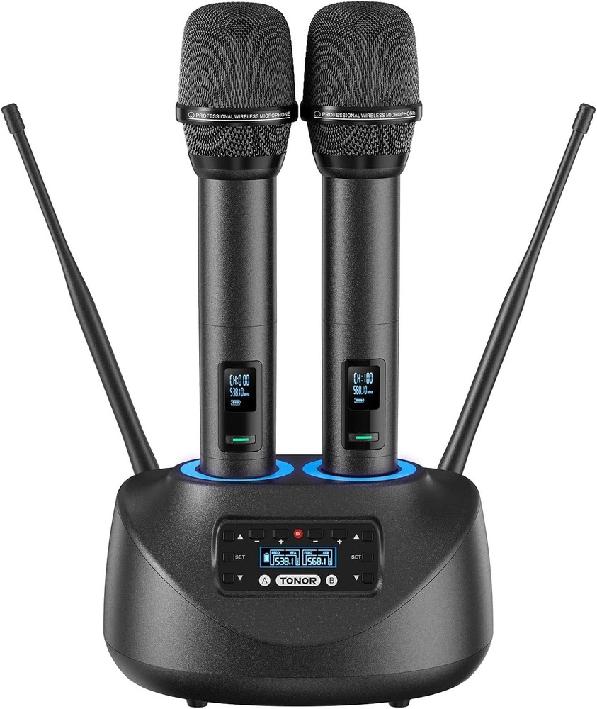 TONOR Wireless Microphones Dual UHF Rechargeable 260ft