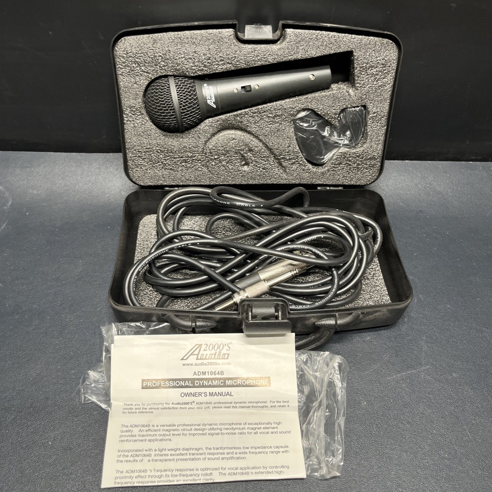 Audio 2000’s ADM10624B Professional Dynamic Microphone & Hard Carry Case, EUC.