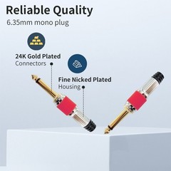 12Pcs 1/4 inch TS plugs Fine Nickel Plated housing 24K Gold Plated Contacts