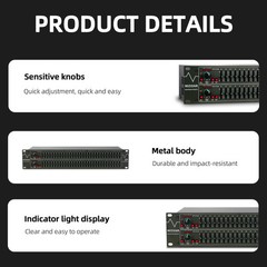 Graphic Equalizer 31-Band Stereo EQ for Home Audio, Dual Channel Professional DJ