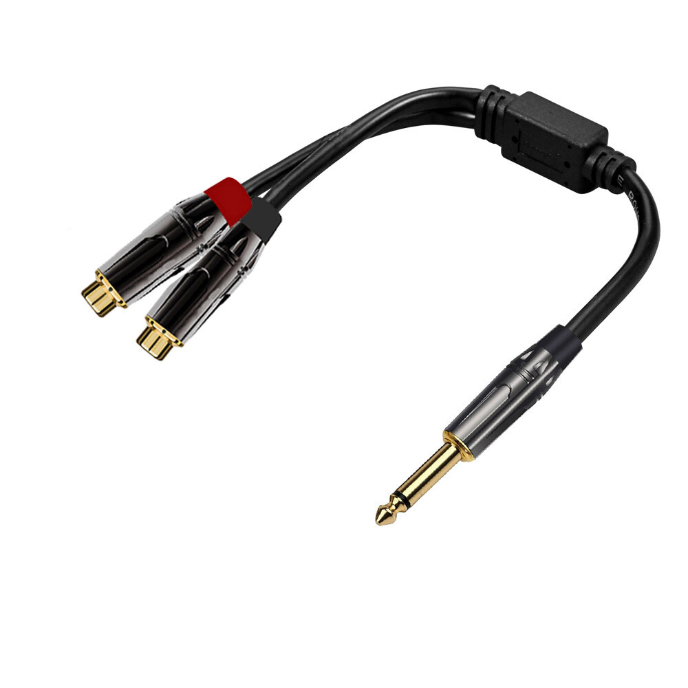1/4″ (6.35mm) TS Male Mono to Dual RCA Female Extension Mono Splitter Y Cable