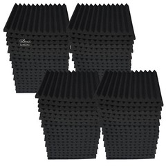 48pcs 12“x12“x1“ Black Acoustic Foam Wedge Sound Proofing Panel Nano Adhesive