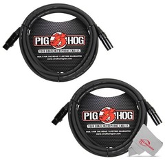Pig Hog 8mm XLR Microphone Cable Male to Female 10 Ft Premium Mic Cable – x2