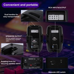 PRORECK Audio Dance 12 DJ Speaker System Portable 12“ 1000 Watts Peak Powered