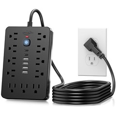 6 FT Flat Plug Surge Protector Power Strip,11 Multiple AC Outlets with 6 USB …