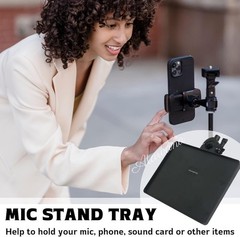 Adjustable Microphone Stand Tray for Music Sheets & Recording Accessories