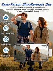 AI Mini Wireless Lavalier Microphone for iPhone, Android, Tablets, Camera, Lapel