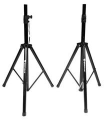 Pair of Rockville Adjustable Tripod Speaker/Light Stands+(2) 20 Foot XLR Cables