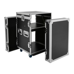 12U Sound Box 12U PA Rack/Road Case Top DJ Table Top 2 Layers Studio w/ Casters