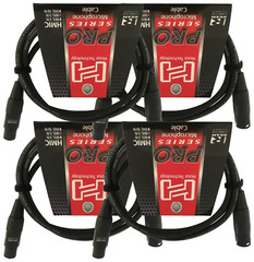 4 Pack Hosa Pro Microphone Cable, Neutrik REAN Connectors REAN XLR3F to XLR3M