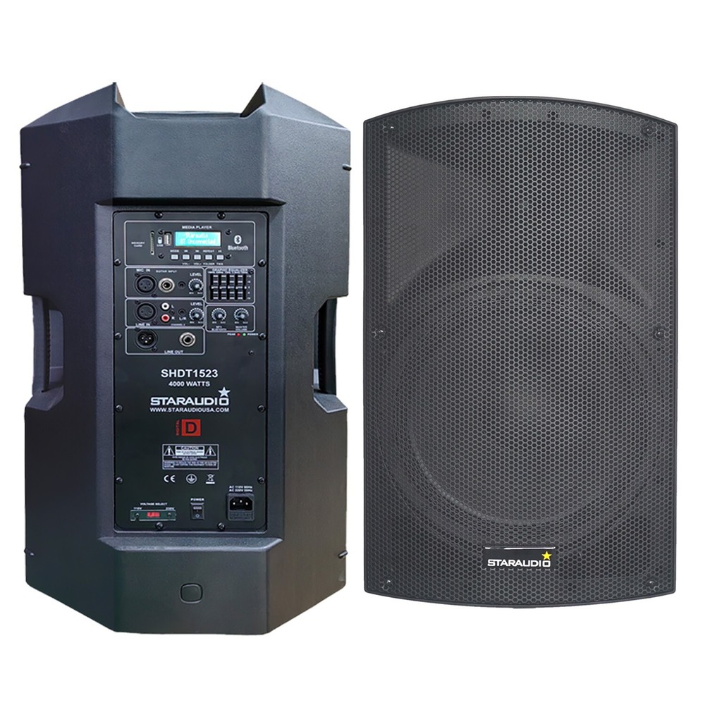 15″ PA Powered Speaker 4000 Watts Karaoke Church Speaker W/ Bluetooth USB TWS SD