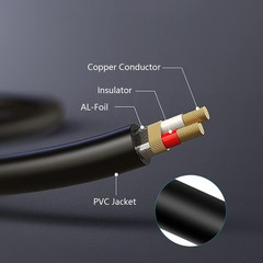Tan QY RCA to 1/4 Cable 10Ft,Dual inch 2 x 6.35mm TS Mono Male 3M/10Ft
