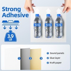 20 Pack Acoustic Panels with Self Adhesive, 12″ X 12″ X 0.4″ High Density Sound