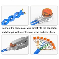 Telephone Wire Connector LUORNG 200PCS UY/K1 Waterproof Clear Button Orange