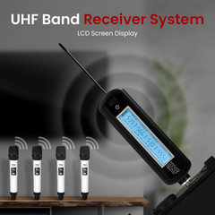 4-Channel Wireless Microphone System with 4 Handheld Mics – Portable UHF Set