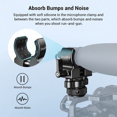 Shotgun Microphone Holder (Cold Shoe), Built-in Soft Silicone, Bumps and Nois…