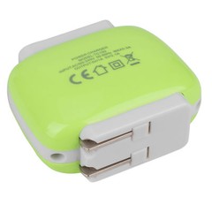Reiko TC100 2A USB Power Adapter 2-Port 5 VDC Green