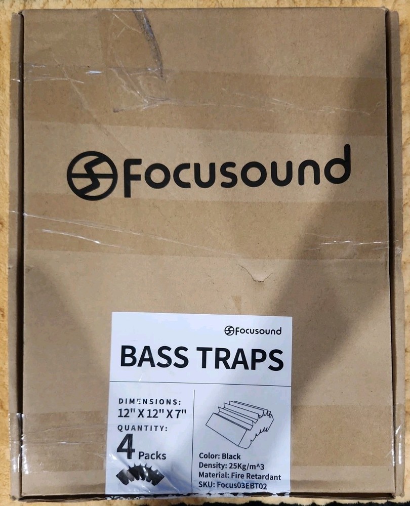 Focusound 4 Pack Bass Traps Corner Acoustic Foam Corner 12″ X 12″ X 7″