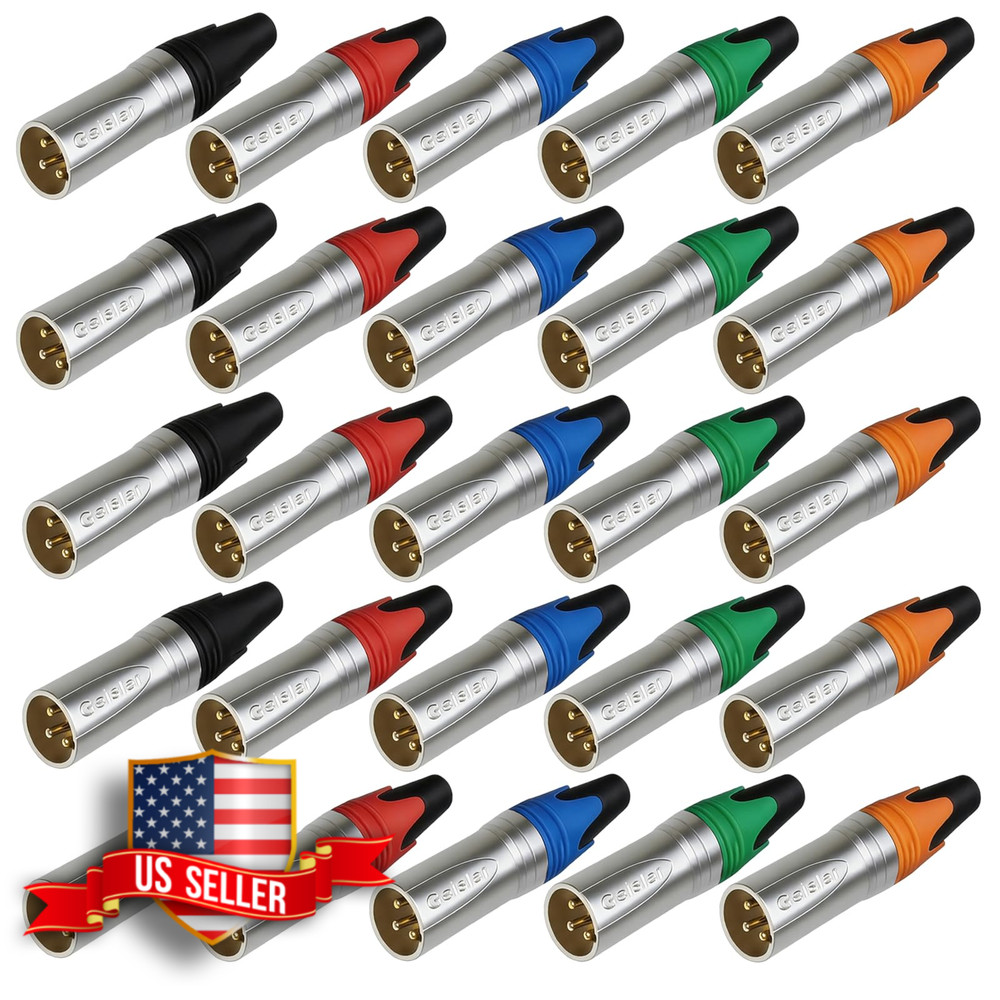 RIVIERA XLR 3-Pin Male to Female Plugs Gold-Plated Copper Contacts 25 Pack