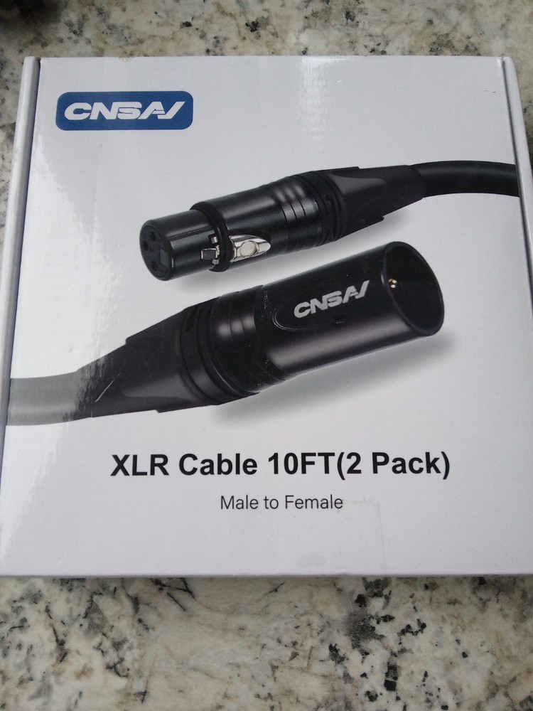 CNSAV XLR Microphone Cable 10 Feet (2 Pack), 3 Pin Gold Plated 22AWG