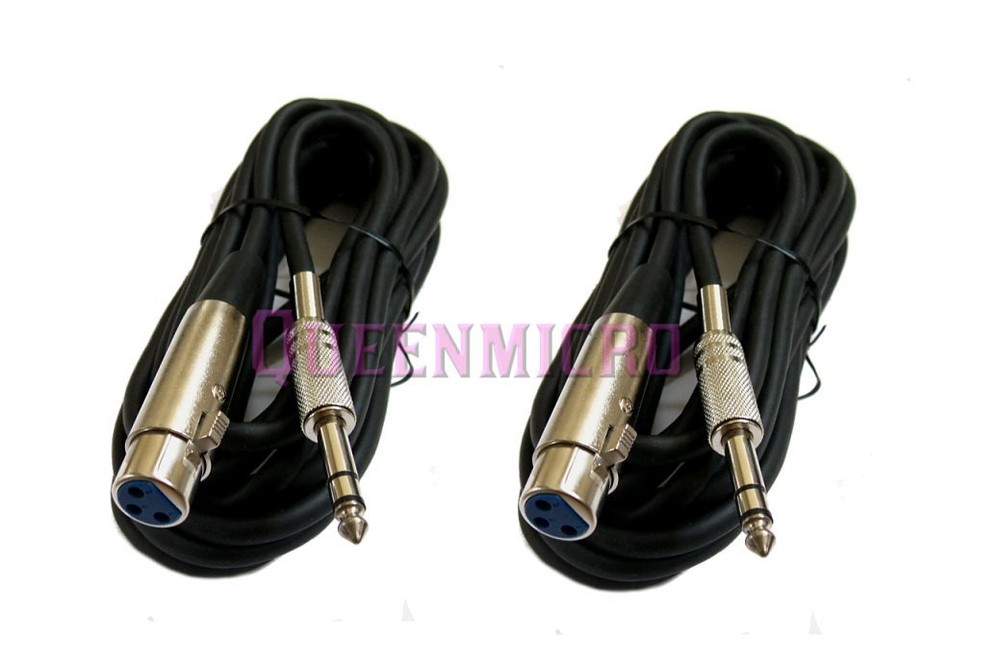 2x 6FT XLR Shielded Female 3Pin to 1/4″ Stereo TRS BALANCED Mic Microphone Cable