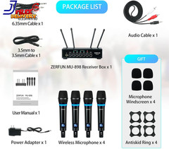 Rechargeable Wireless Microphone System 4 Channel Pro UHF Metal Handheld Wireles