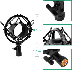AT2020 Mic Stand, Adjustable Height Desk Mic Stand with Shock Mount, Foam Windsc