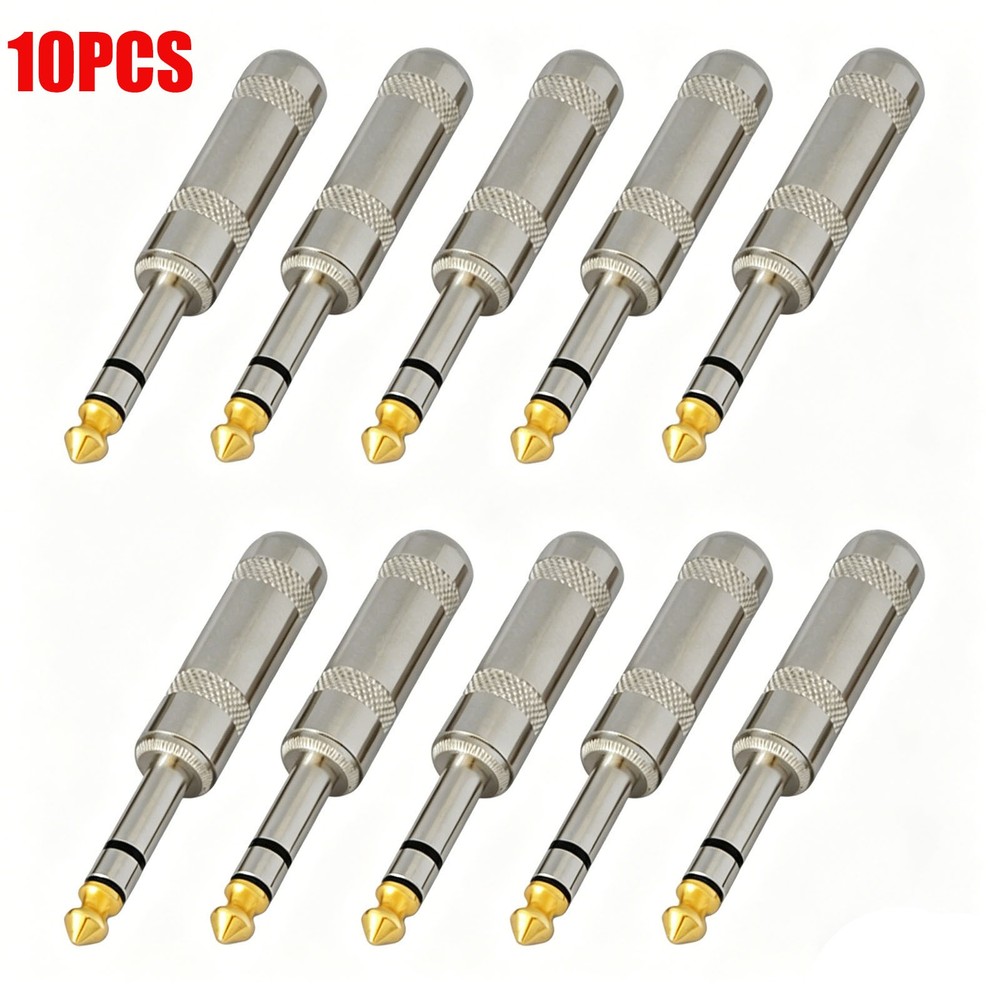 10Pcs 1/4 Inch TRS Stereo Phone Plug Heavy Duty Solder Connector for Audio Cable