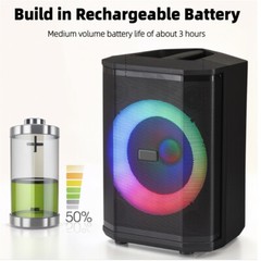 8″ Portable Bluetooth Speaker Loud & Crisp Sound with Lights/Tilt Function/3 Mic