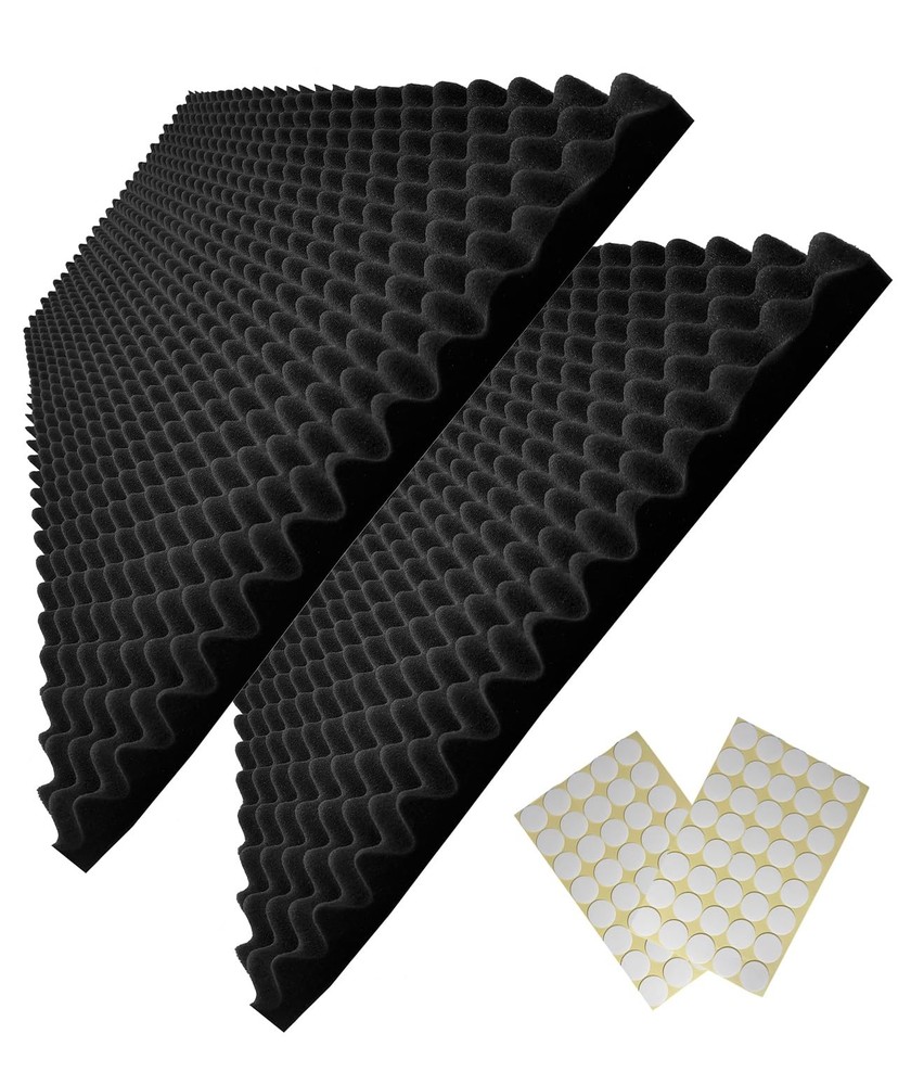 2 Pack 48″X 24″X 2″ Black Sound Proof Foam Panels, Acoustic Foam Egg Crate….
