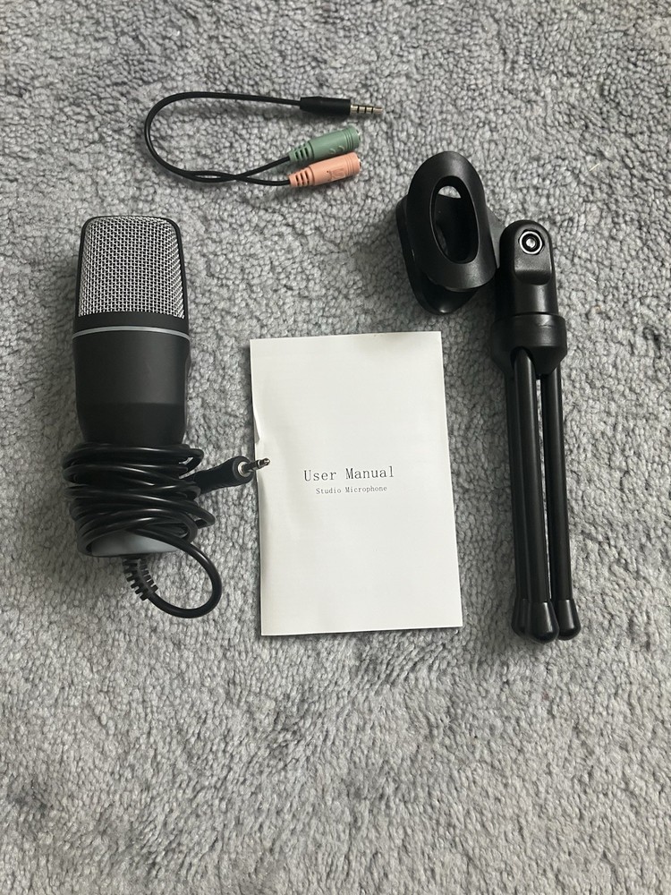 Small Condenser Microphone With Mini Tripod and Adaptor Cable