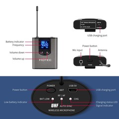 Wireless System With Dual Headset Microphones/lavalier Lapel Mics And Bodypack T