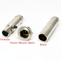 3/4/5/6Pin Mini XLR Connector Microphone Audio Plug Male/Female/Panel Mount Male