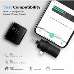 Jostart Wireless Mic Plug N Play 2-Pack Lavalier Microphone New