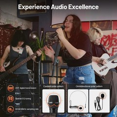 4-Channel Wireless Microphone System,UHF Cordless Mic Set w/ 4×10 Frequencies…