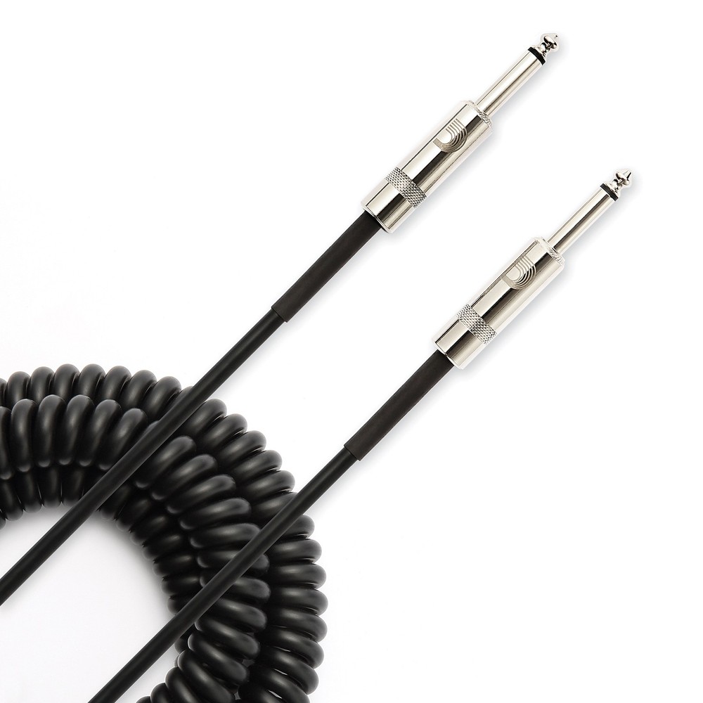 D’Addario Custom Series Coiled Instrument Cable, Black, 30 Feet