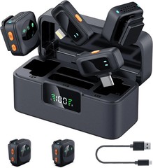Q18 Mini Wireless Microphone 2 TX 2 RX with Charging Case for iPhone Camera