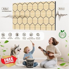 ArtVivid Hexagon Acoustic Panels Natural Oak 24x12x1.78″