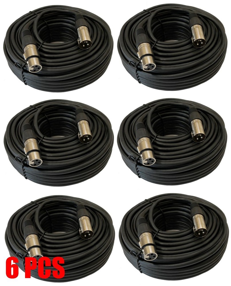 6 PCS 20Ft XLR Pro Male to Female Powered Speaker Audio Cable Microphone Cord