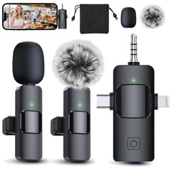 Wireless Lavalier Microphone for iPhone/Android, 3-in-1
