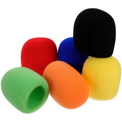 6Pcs Reusable Microphone Sponge Covers Assorted Colors Handheld Mic Windscreens