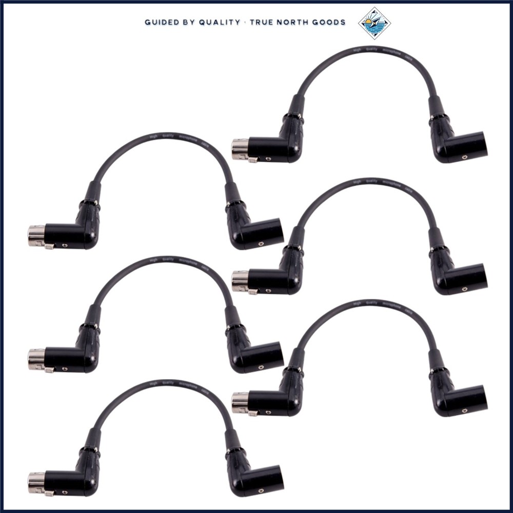 Right Angle XLR Cables, 1 Foot Male to Female, 6 Pack for Audio Connections