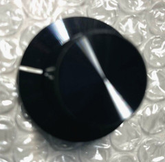 1 Audio Amplifier Style Black Knurled Knob w Skirt & Indicator Line 1/4″ Shaft