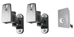 Pair Hidden Wall Swivel Brackets For Dayton Audio B452 4.5″ Bookshelf Speakers