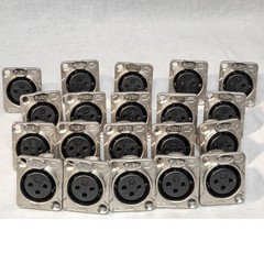 LOT-2026PA_33 XLR Female Panel Mount Connector LOT OF 20 Solder Cups Rack D Hole