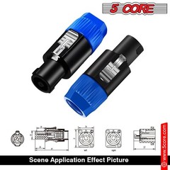 5Core Speakon 4 Pole Male Plug Compatible Audio Cable Connectors High Quality